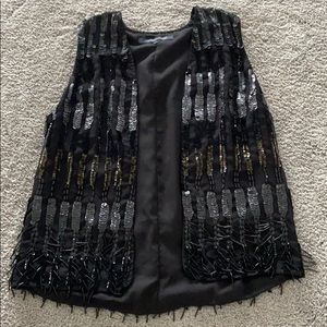 French Connection Black Sequin Waistcoat/Vest